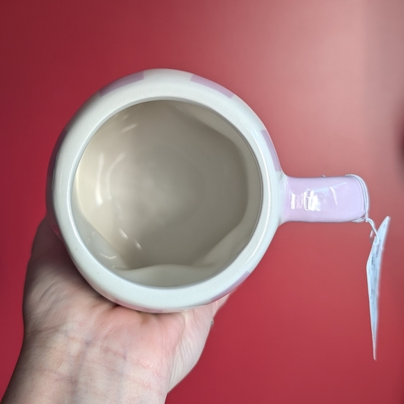 ❌SOLD❌Viral 🎥 Girl Ghost Pinkoween Sculpted Mug with Purple Check Pattern - Picture 5 of 6